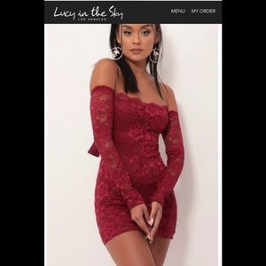 MINI Off shoulder- Merlot Lace Dress